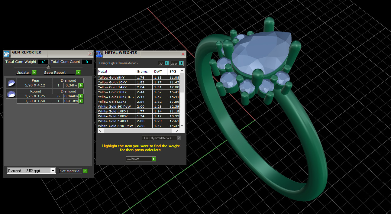 Pear halo engagement ring 3D print model_1