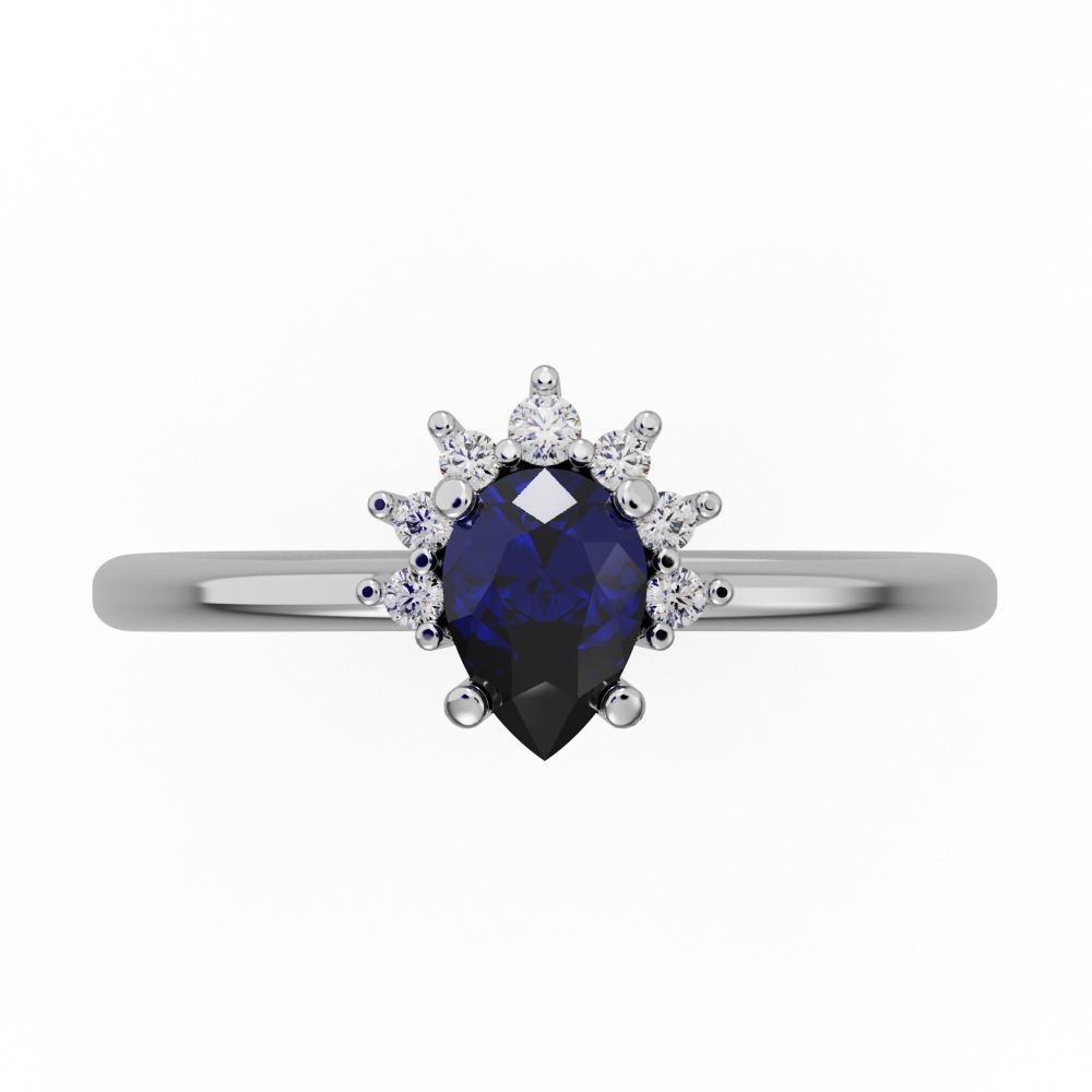 Pear halo engagement ring 3D print model_23