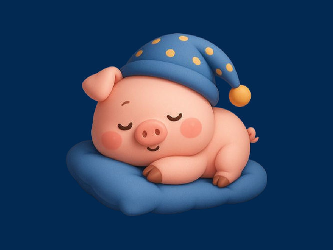  Pillow Sleep with Pig 3D print model