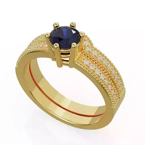 Engagement diamond ring with band