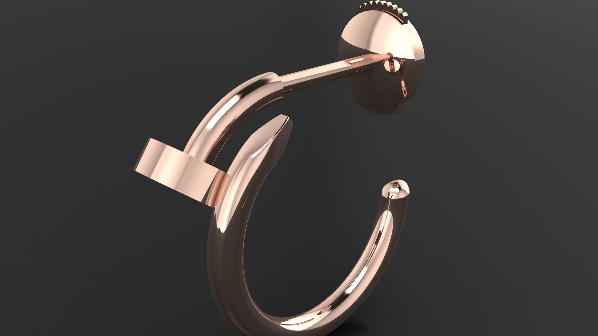 Juste un Clou hoop earring small model 3D printing 3D print model_4