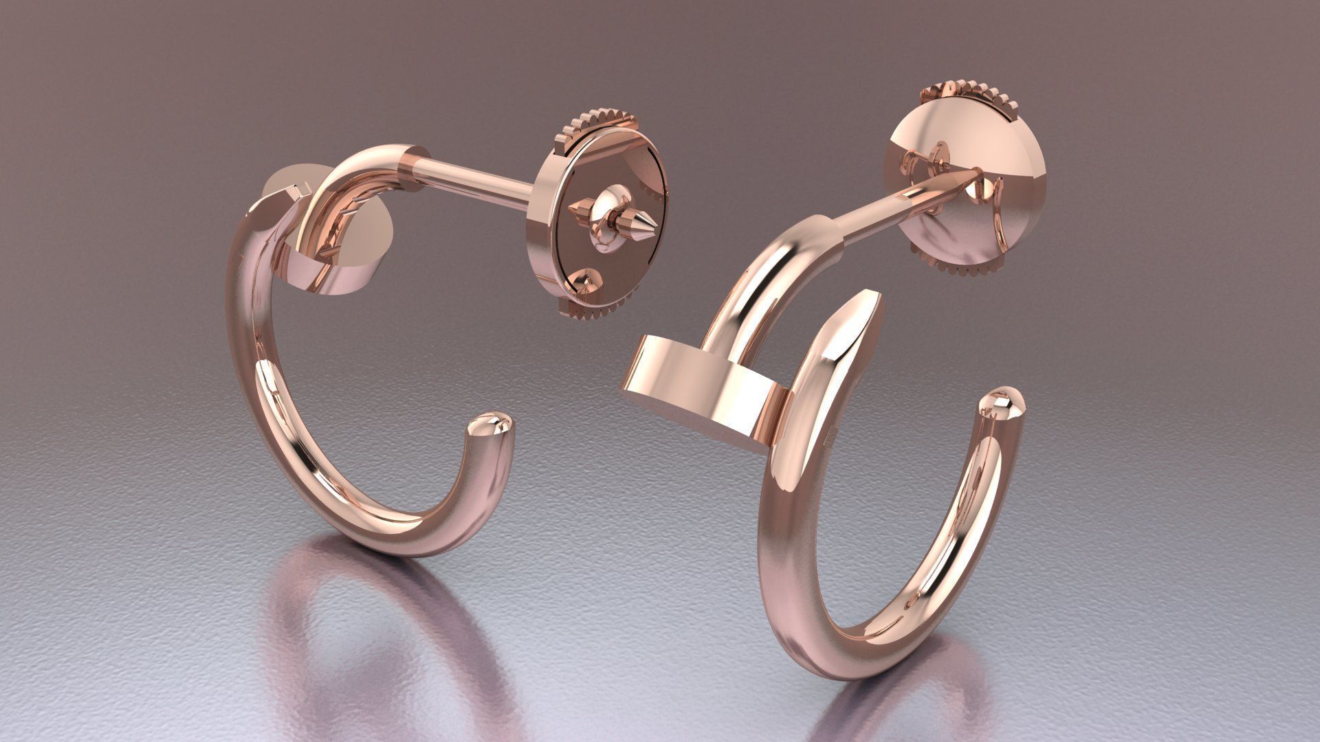 Juste un Clou hoop earring small model 3D printing 3D print model_9