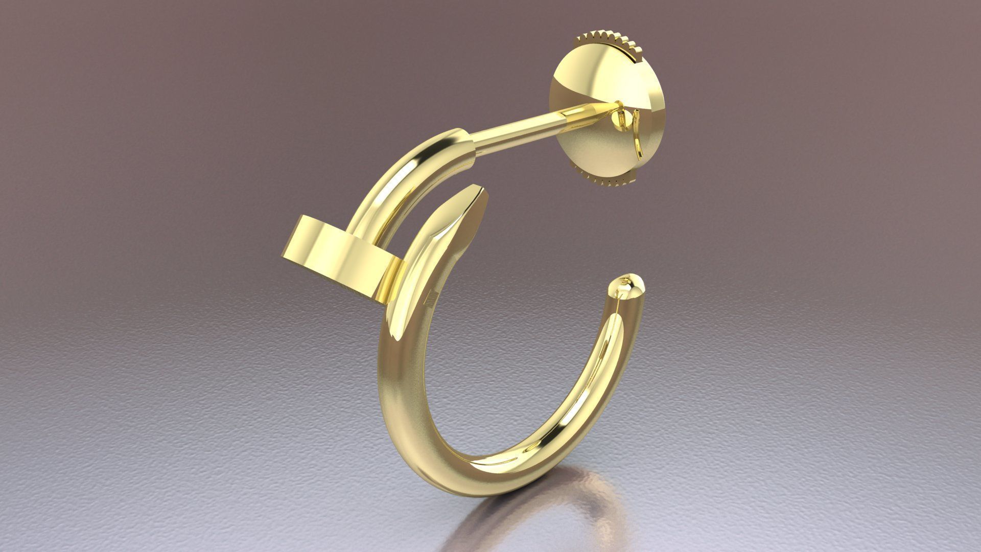 Juste un Clou hoop earring small model 3D printing 3D print model_6