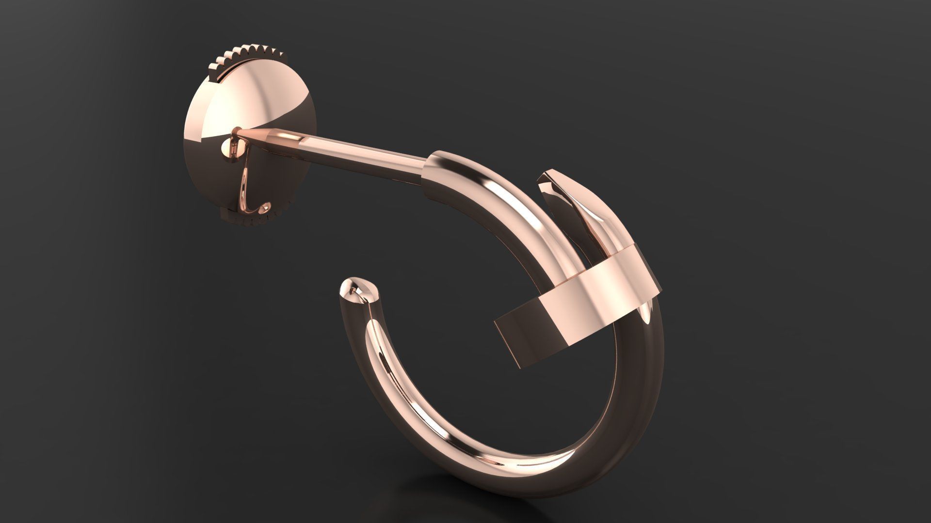 Juste un Clou hoop earring small model 3D printing 3D print model_18