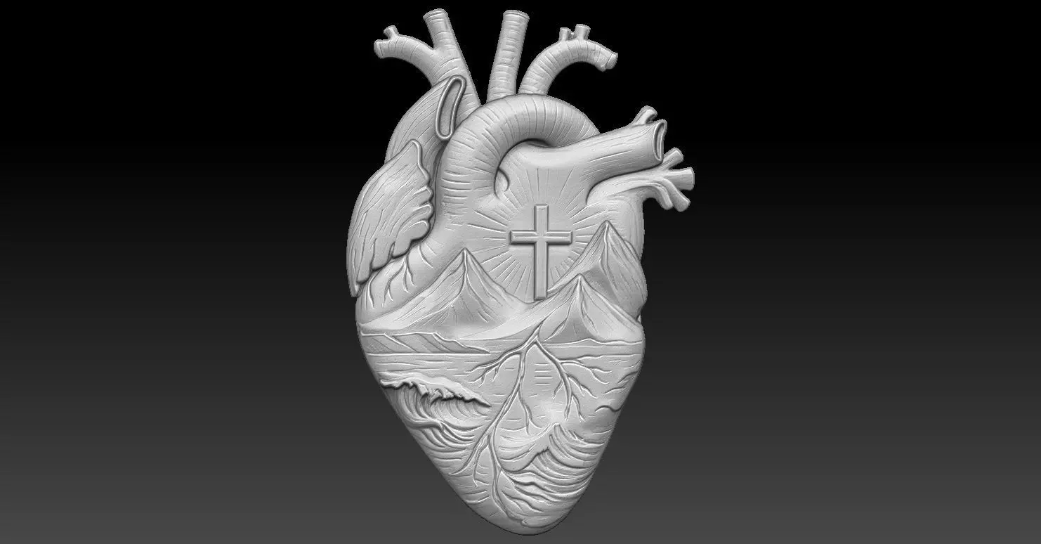 3 heart CNC Relief Model 3D print model
