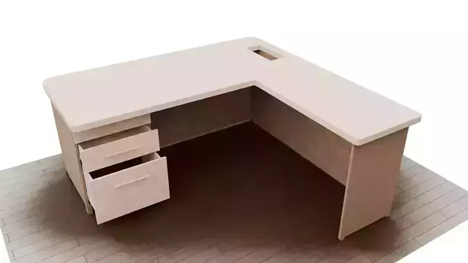 L-Shaped Office Desk 3D Model