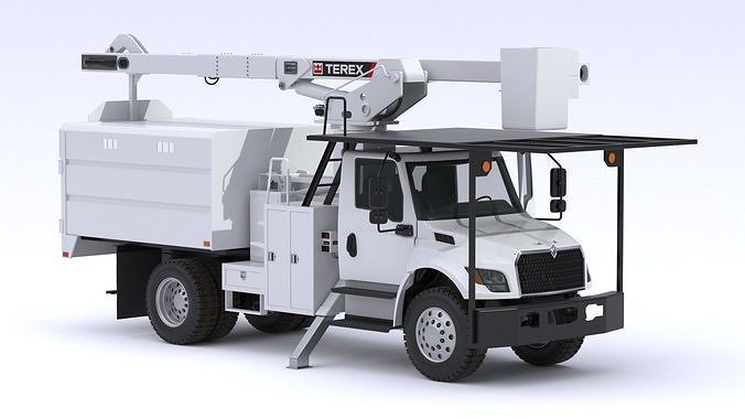 International MV607 Tree Truck Terex XT Pro 70 Forestry Boom 3D model