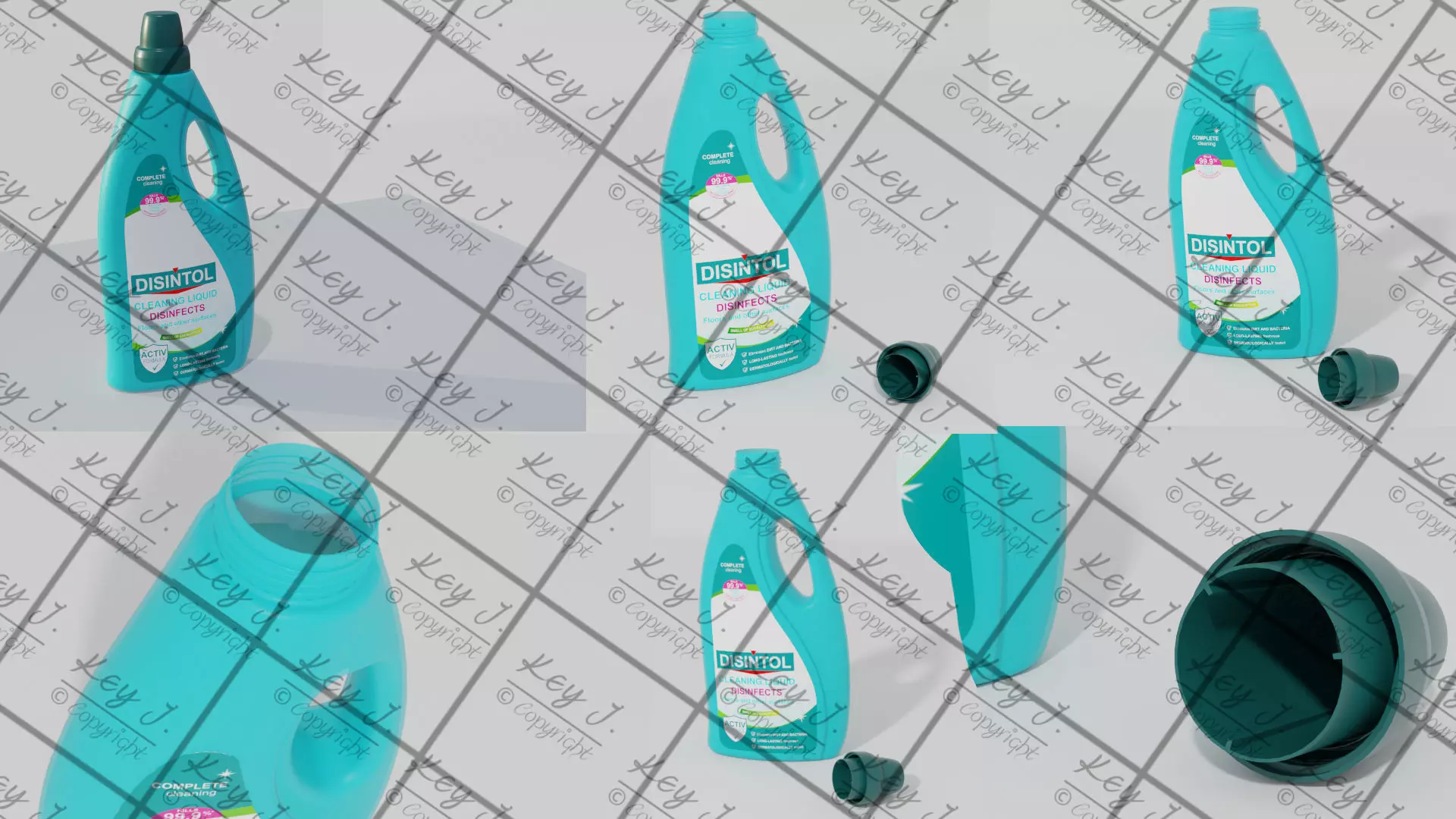 The bottle of disinfectant 3D model