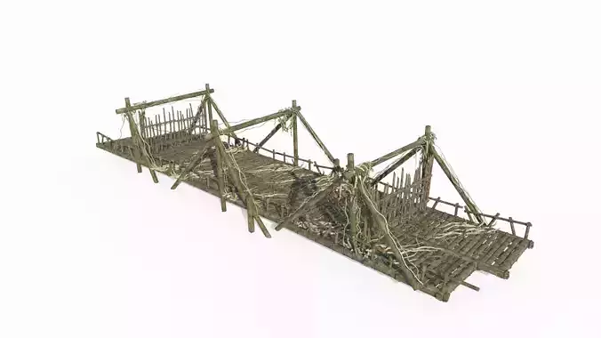 Outdoor Wooden Bridge Level 3D model