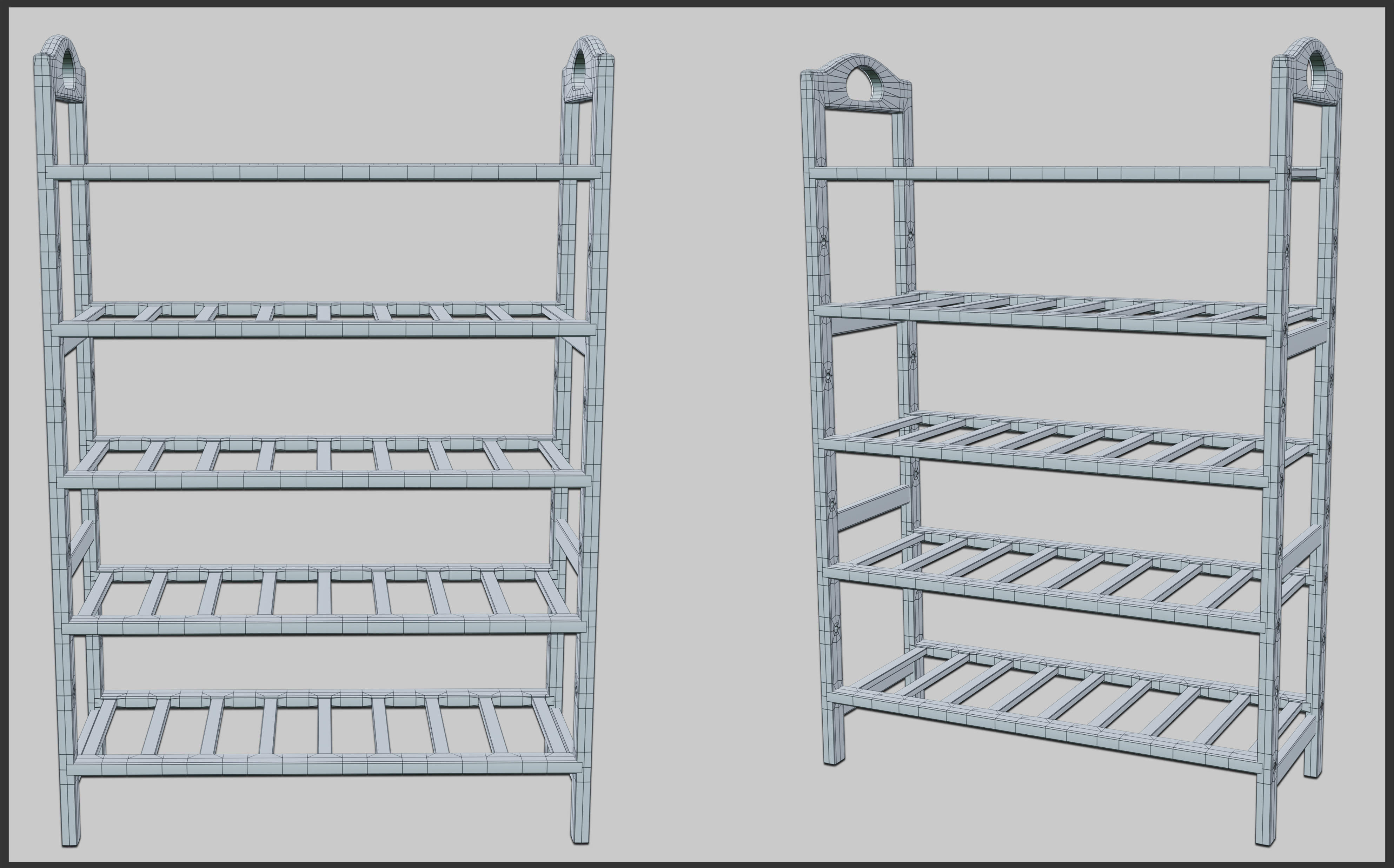 Shoe Rack Set01 Low-poly 3D model_4