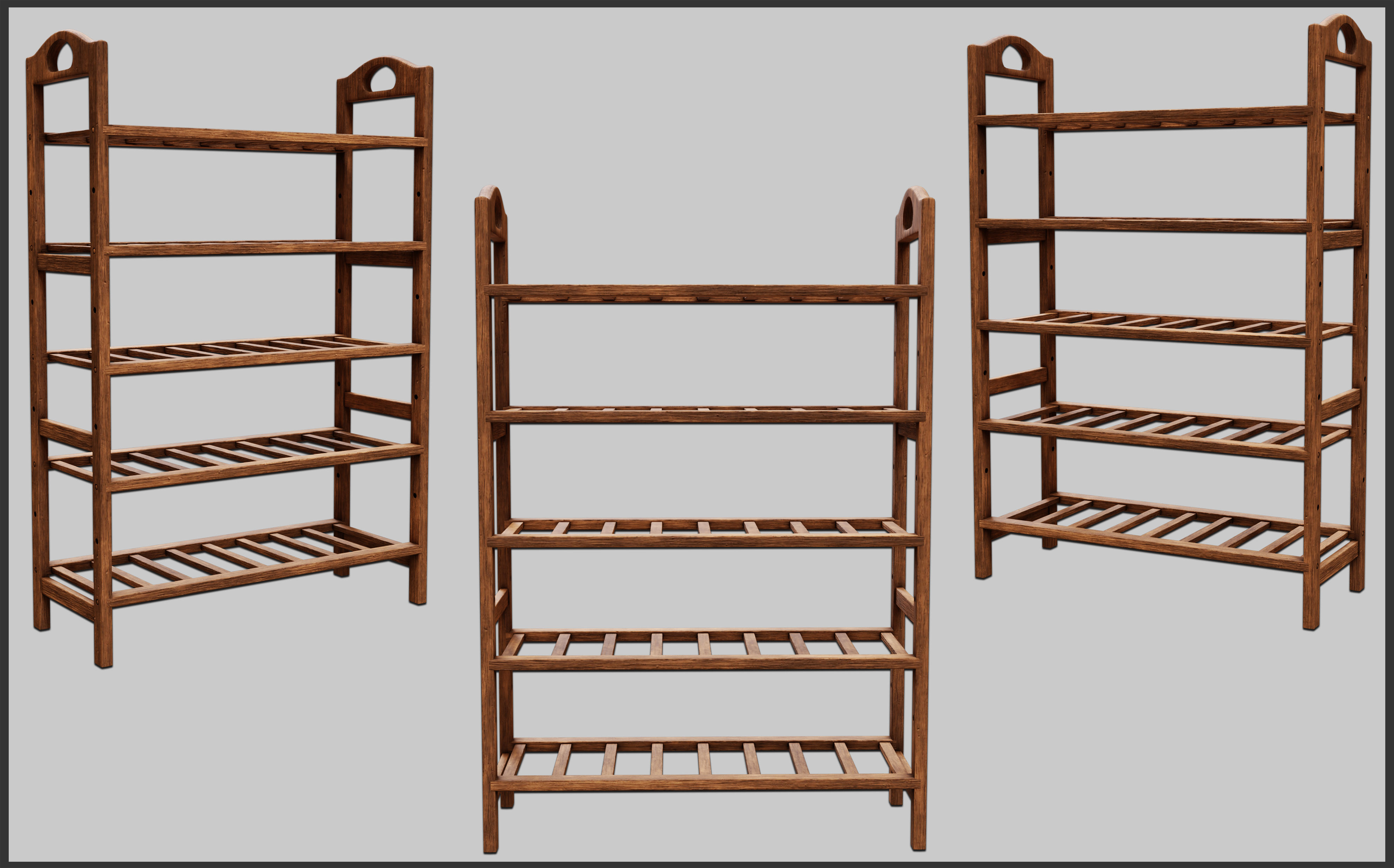 Shoe Rack Set01 Low-poly 3D model_2