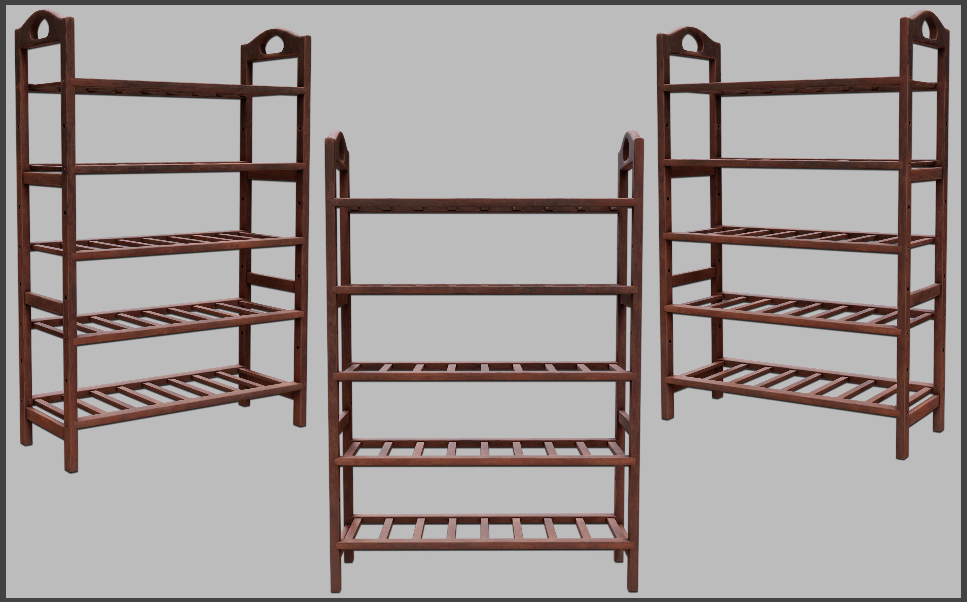 Shoe Rack Set01 Low-poly 3D model_3