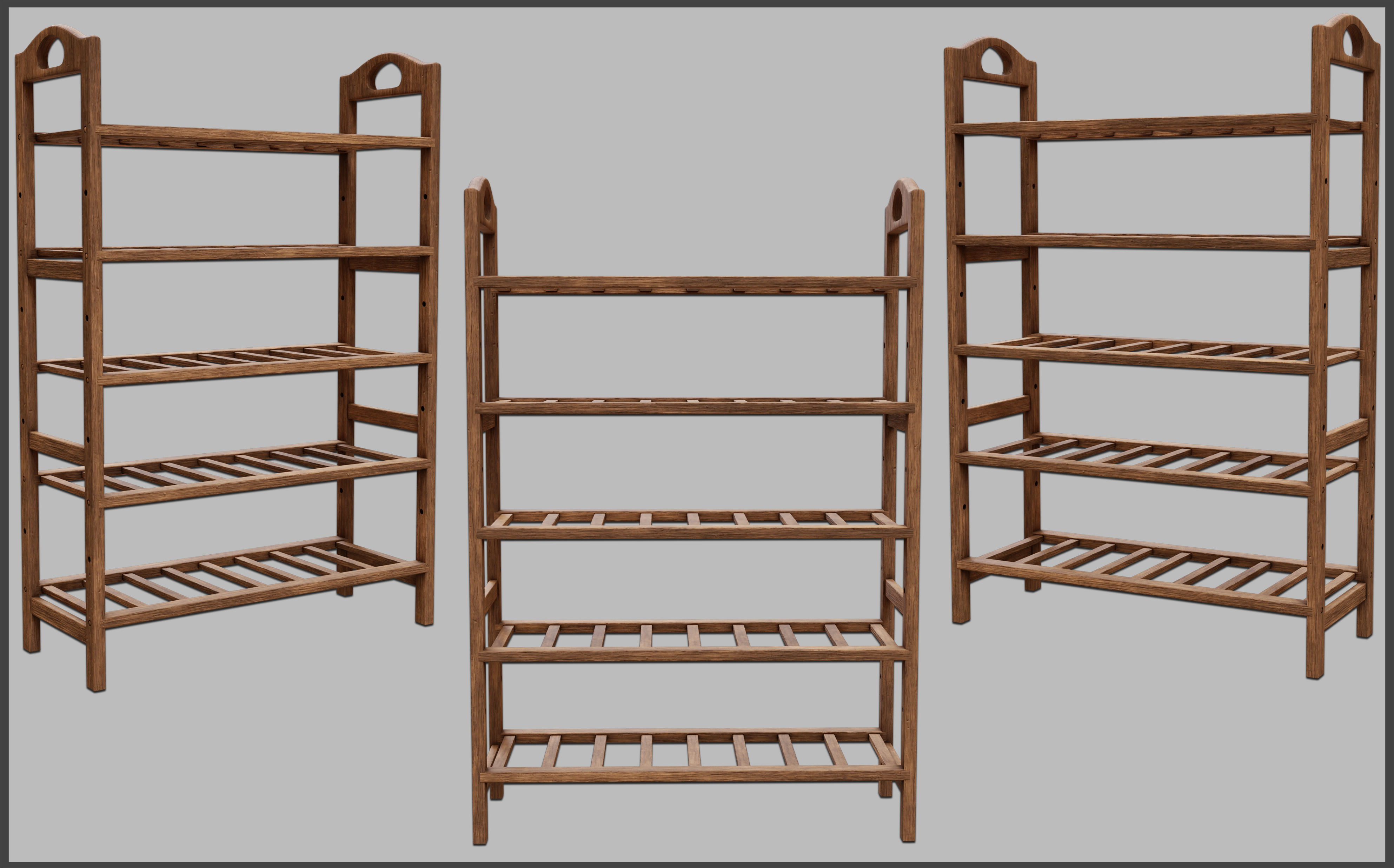 Shoe Rack Set01 Low-poly 3D model_1