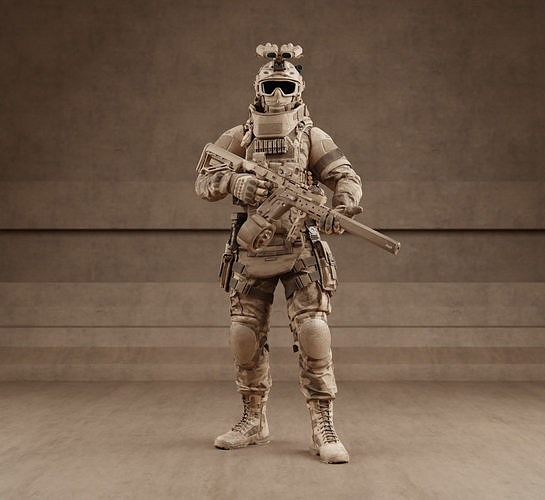 Game-Ready Military CHARACTER BLENDER Low-poly 3D model Low-poly 3D model