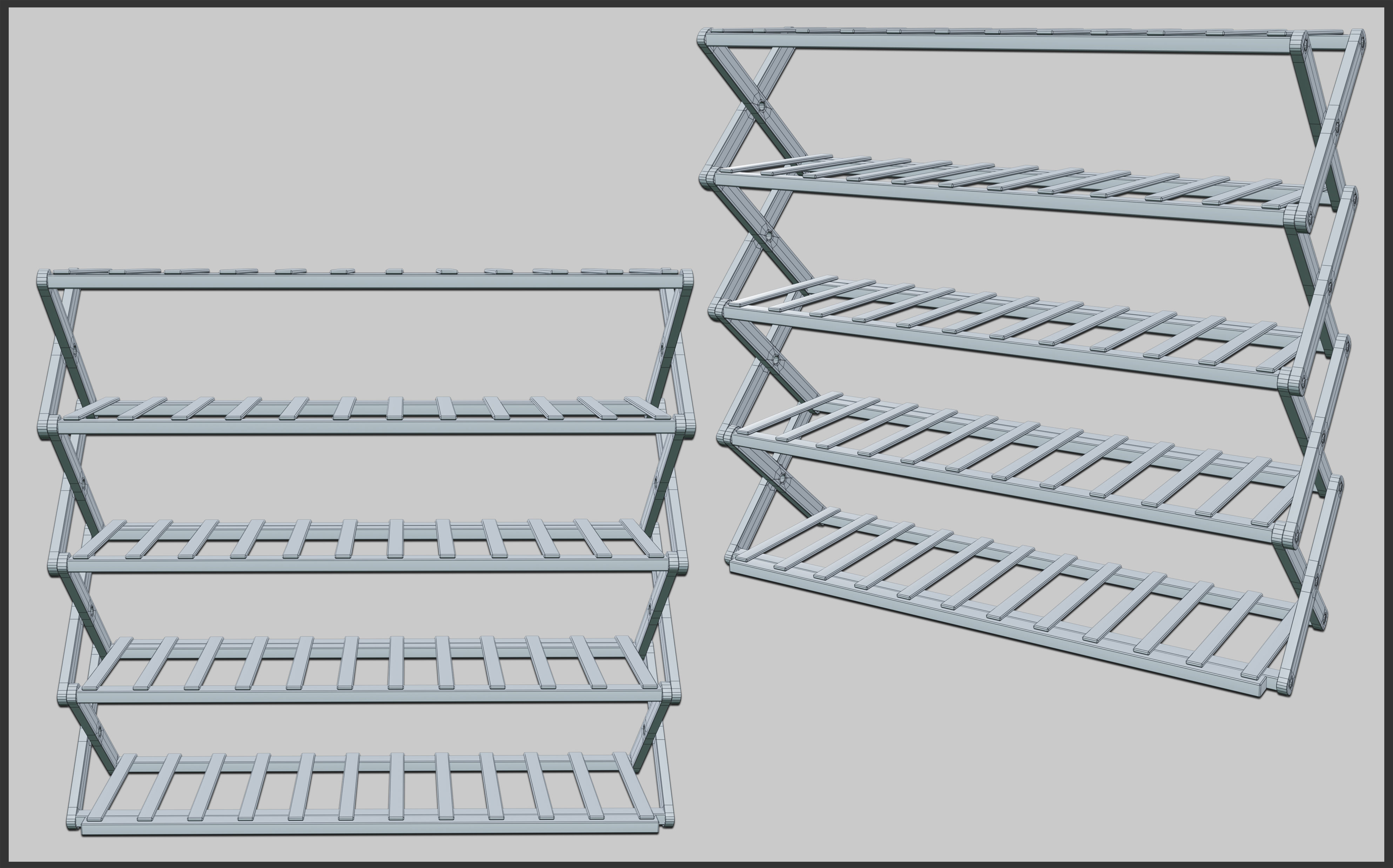 Shoe Rack Set03 Low-poly 3D model_4