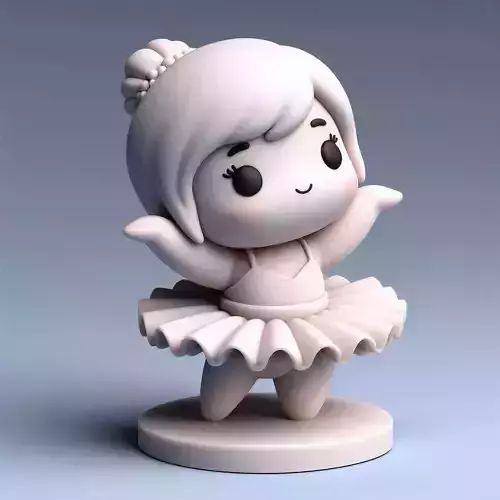 Kawaii Chubby Girl in Tutu Trying Ballet Pose