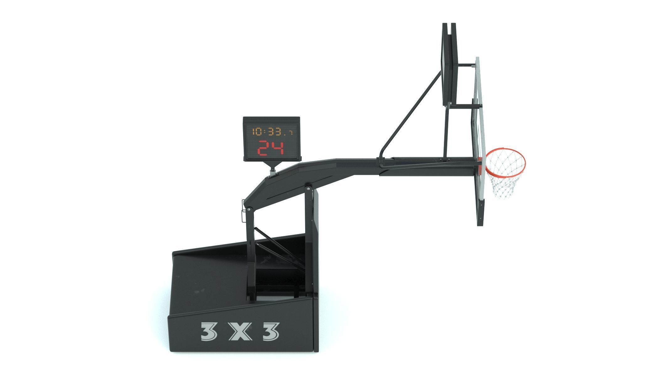 Portable Basketball Hoop System with Timer Black Paint 3D model_5
