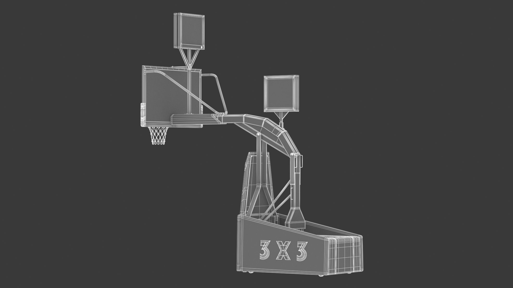 Portable Basketball Hoop System with Timer Black Paint 3D model_19