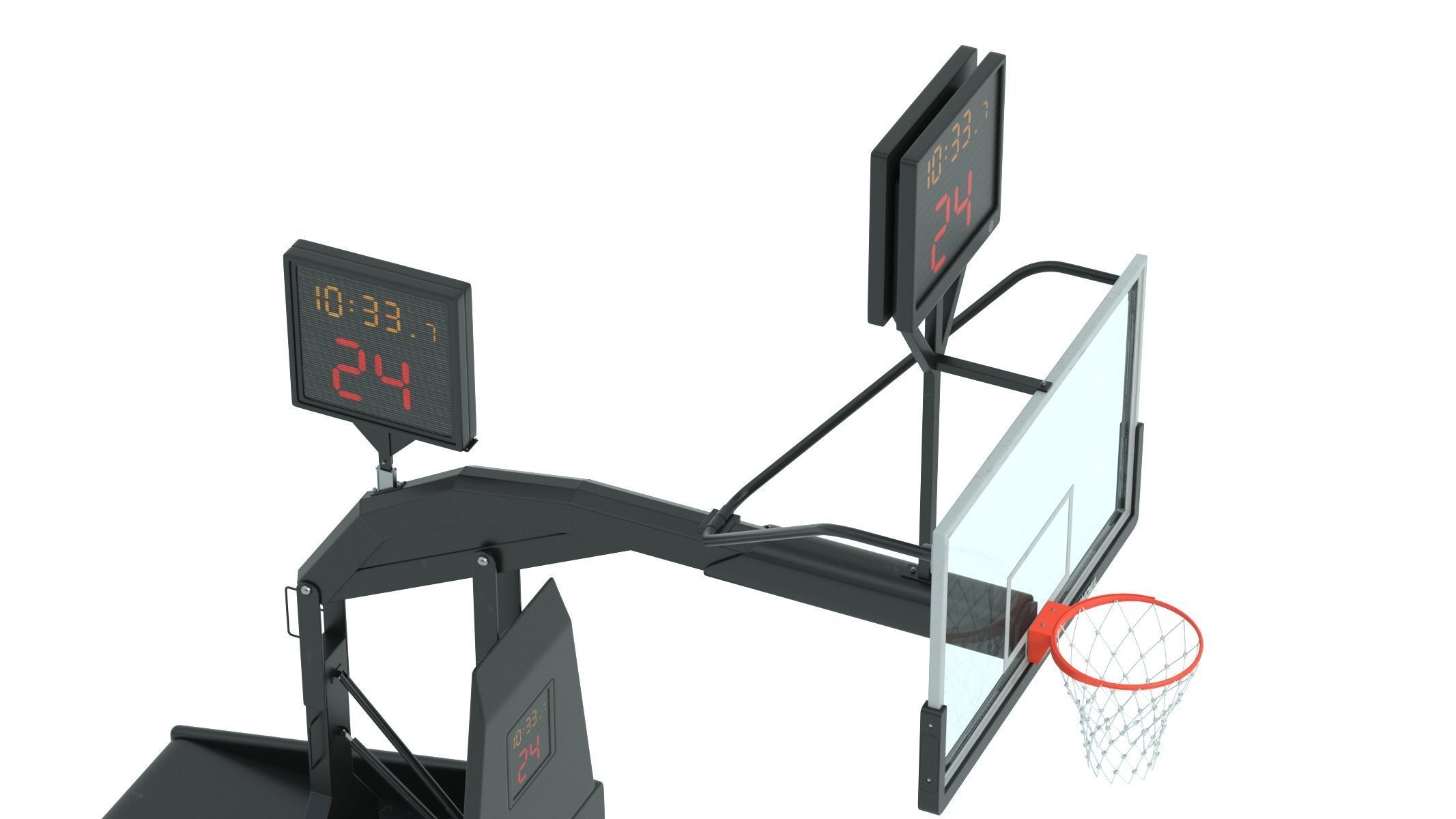 Portable Basketball Hoop System with Timer Black Paint 3D model_6