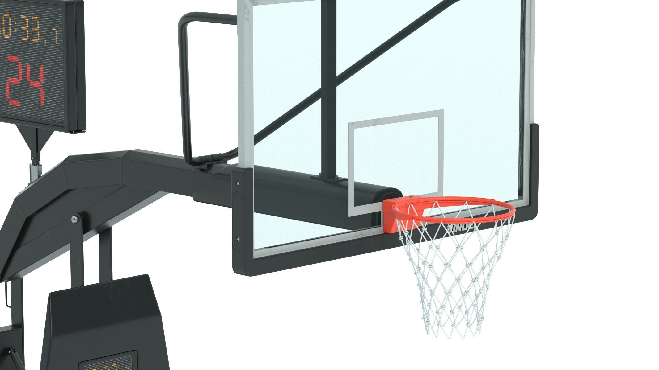 Portable Basketball Hoop System with Timer Black Paint 3D model_18