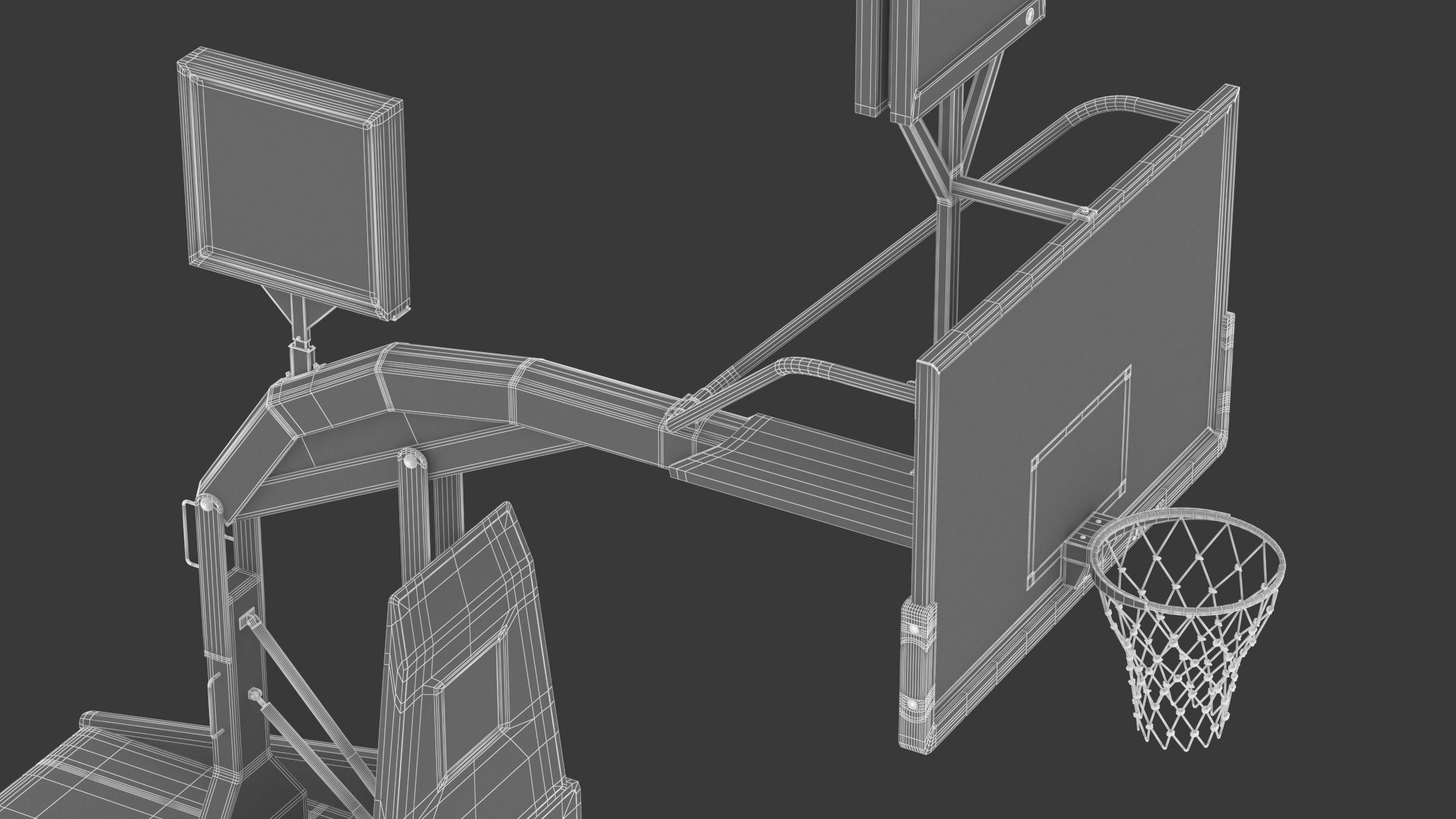 Portable Basketball Hoop System with Timer Black Paint 3D model_21