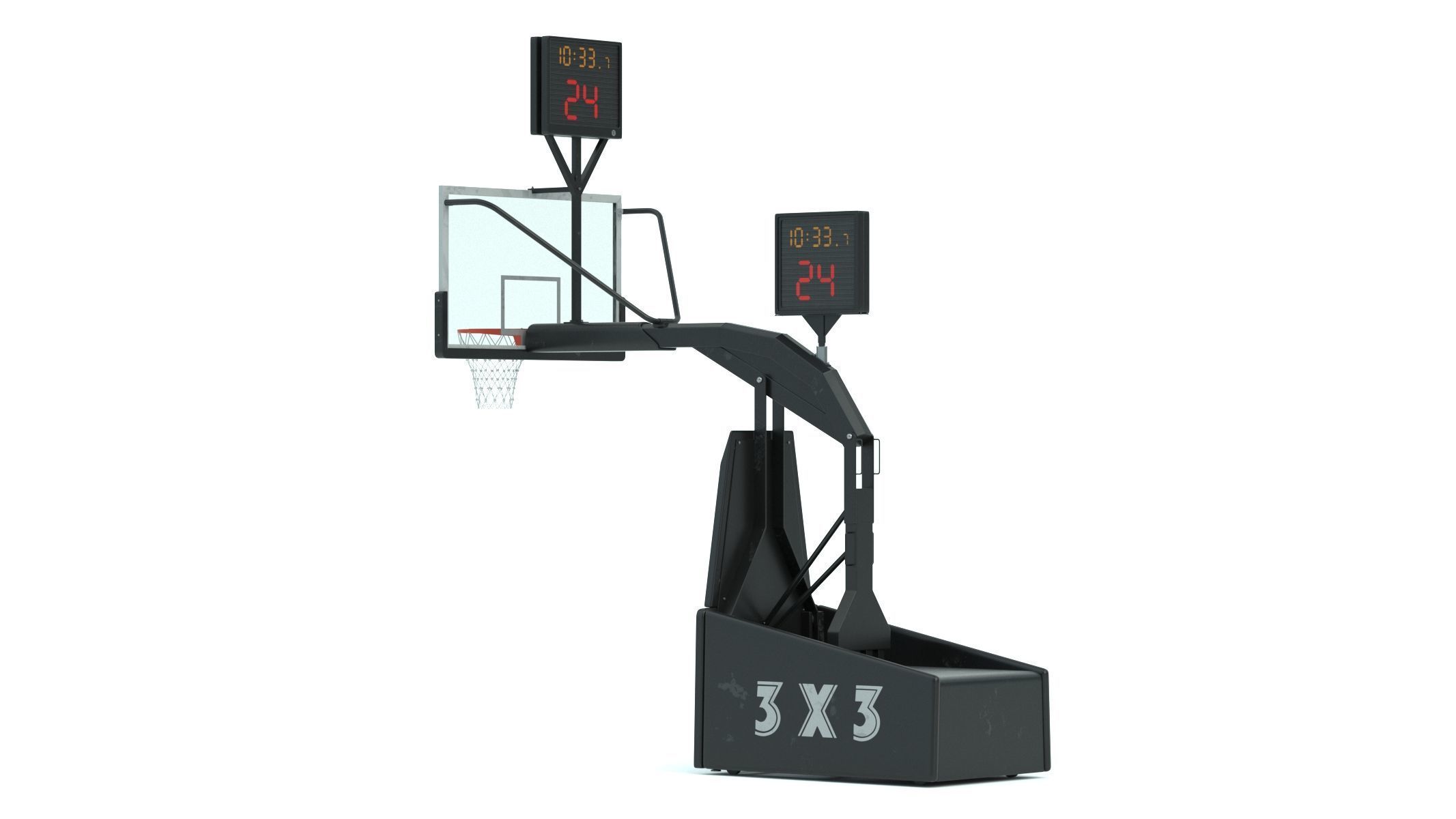 Portable Basketball Hoop System with Timer Black Paint 3D model_3