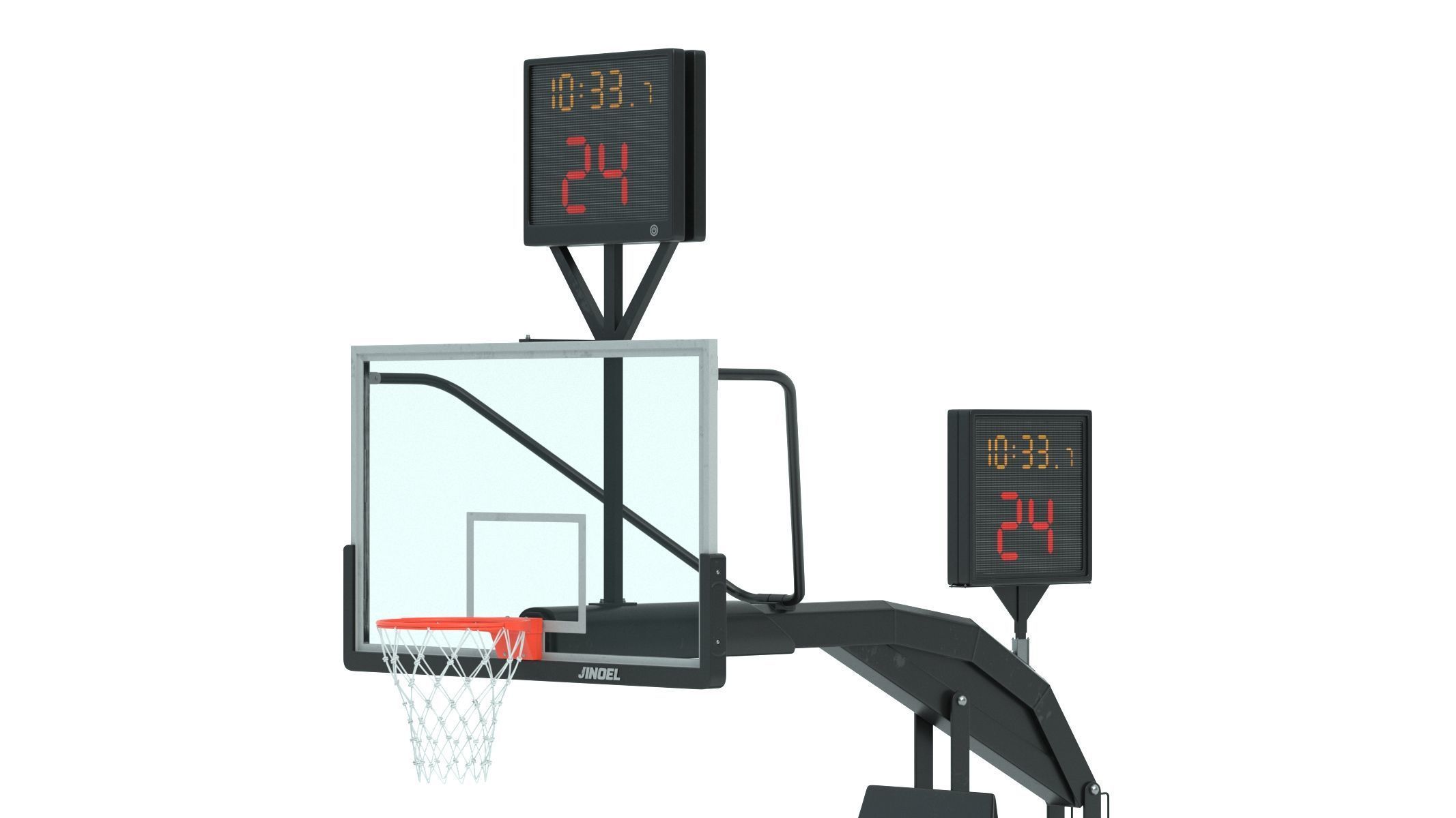 Portable Basketball Hoop System with Timer Black Paint 3D model_15