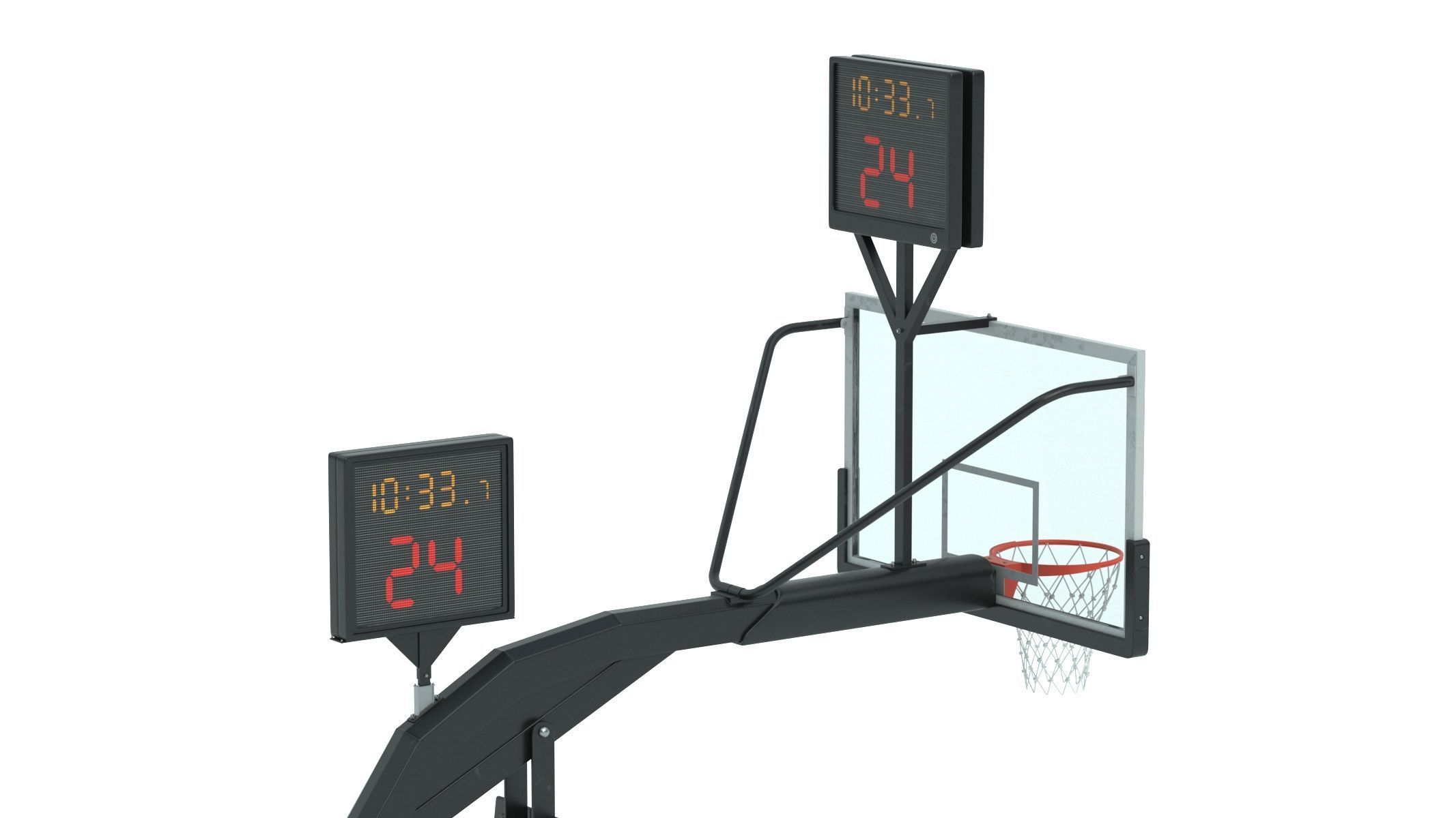 Portable Basketball Hoop System with Timer Black Paint 3D model_16