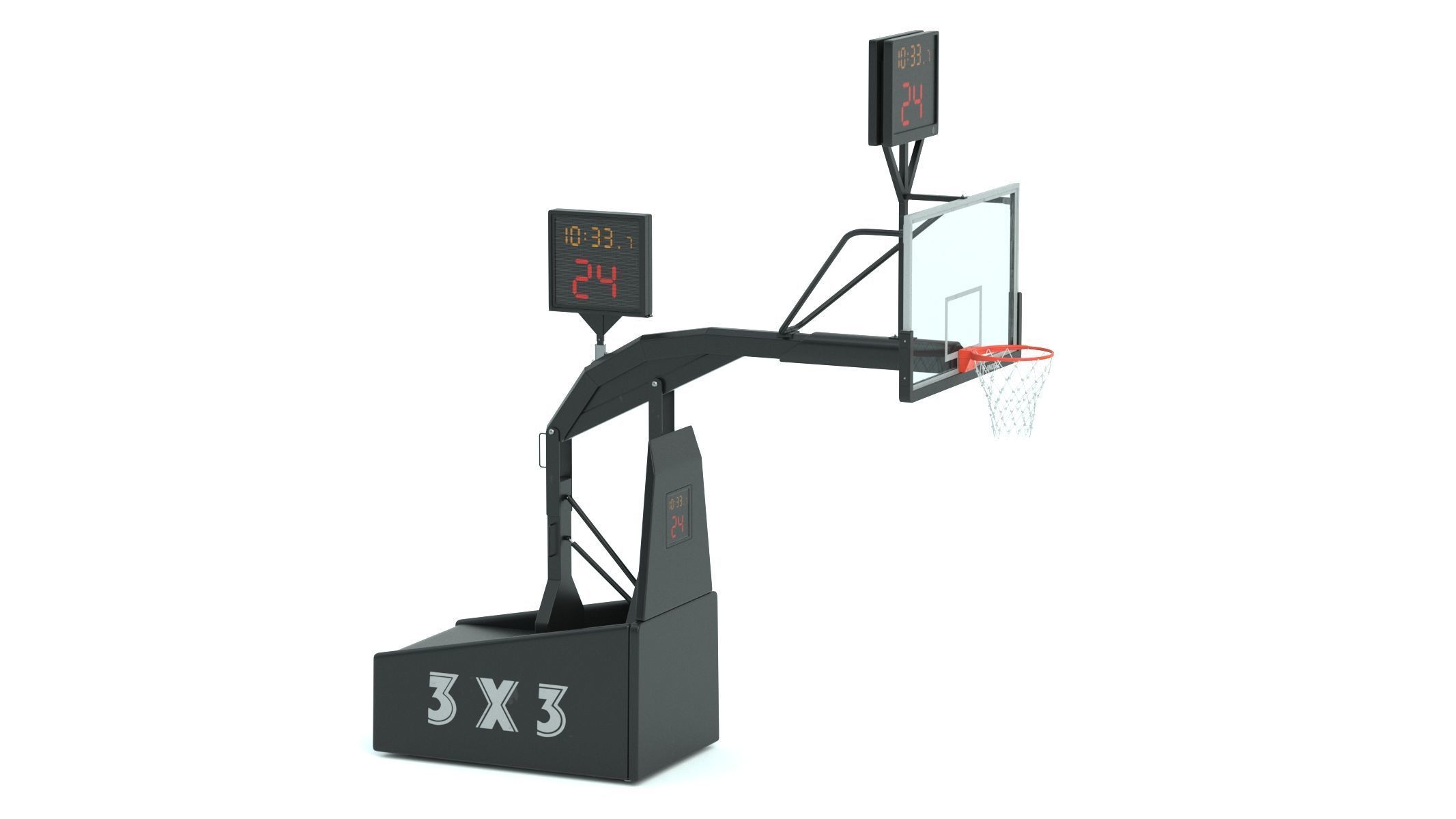 Portable Basketball Hoop System with Timer Black Paint 3D model_17