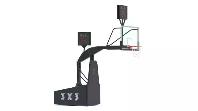 Portable Basketball Hoop System with Timer Black Paint 3D model