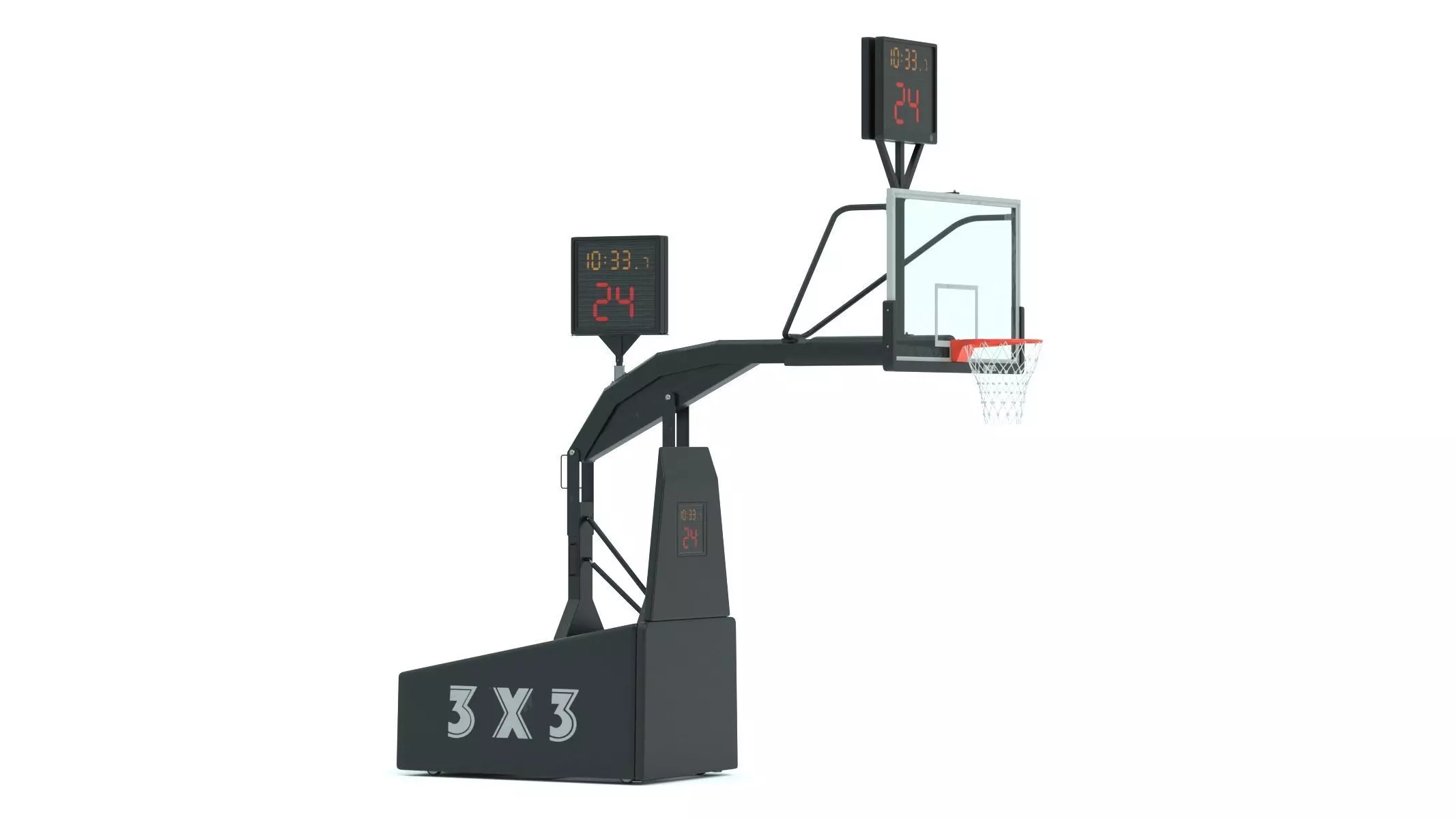 Portable Basketball Hoop System with Timer Black Paint 3D model_0