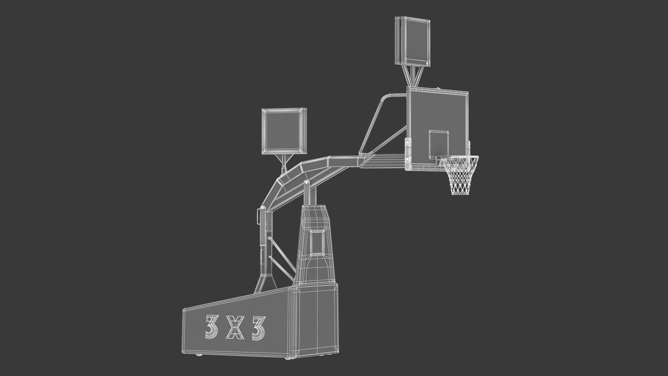 Portable Basketball Hoop System with Timer Black Paint 3D model_1