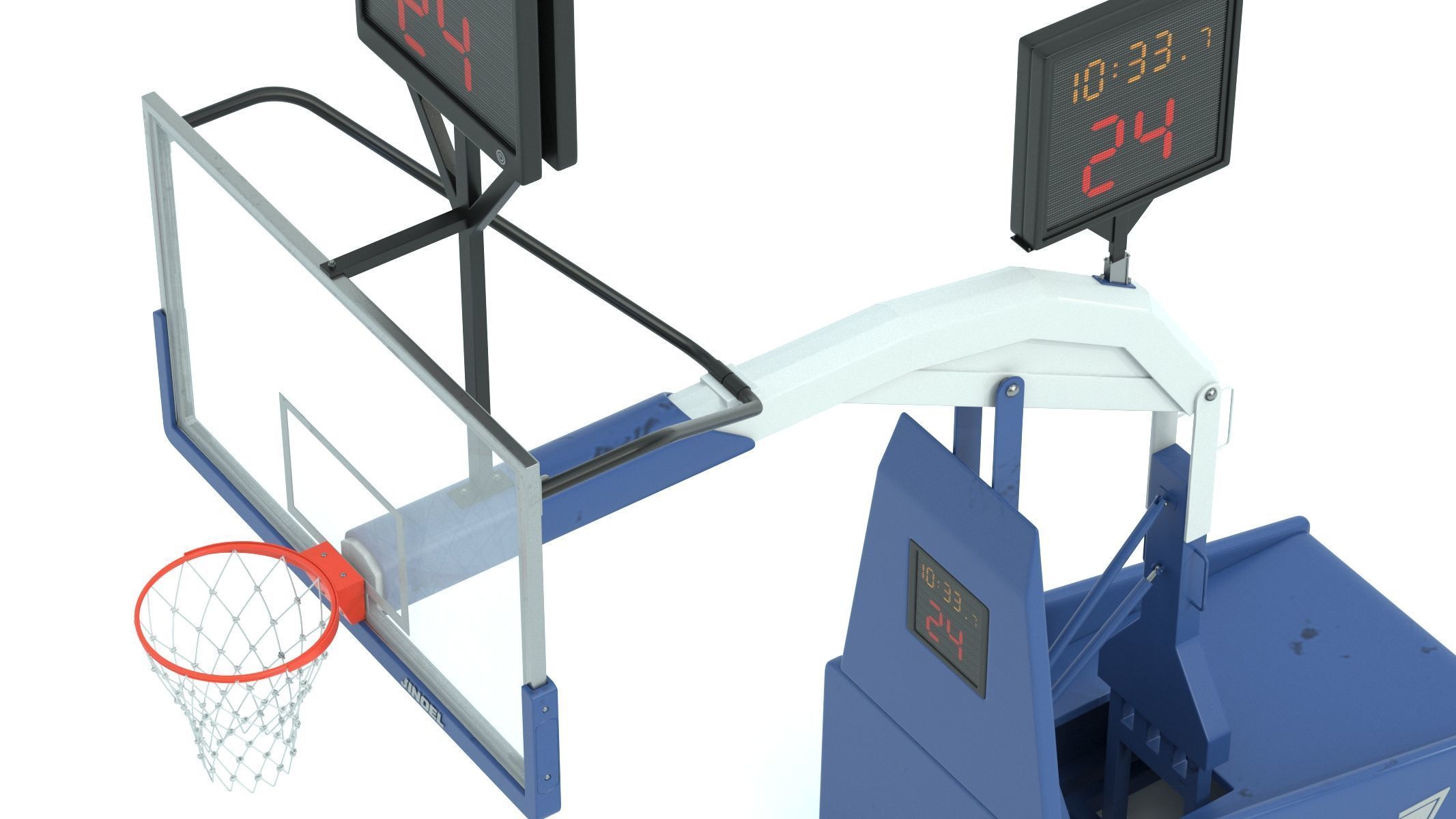 Portable Basketball Hoop System with Timer Blue Paint 3D model_7