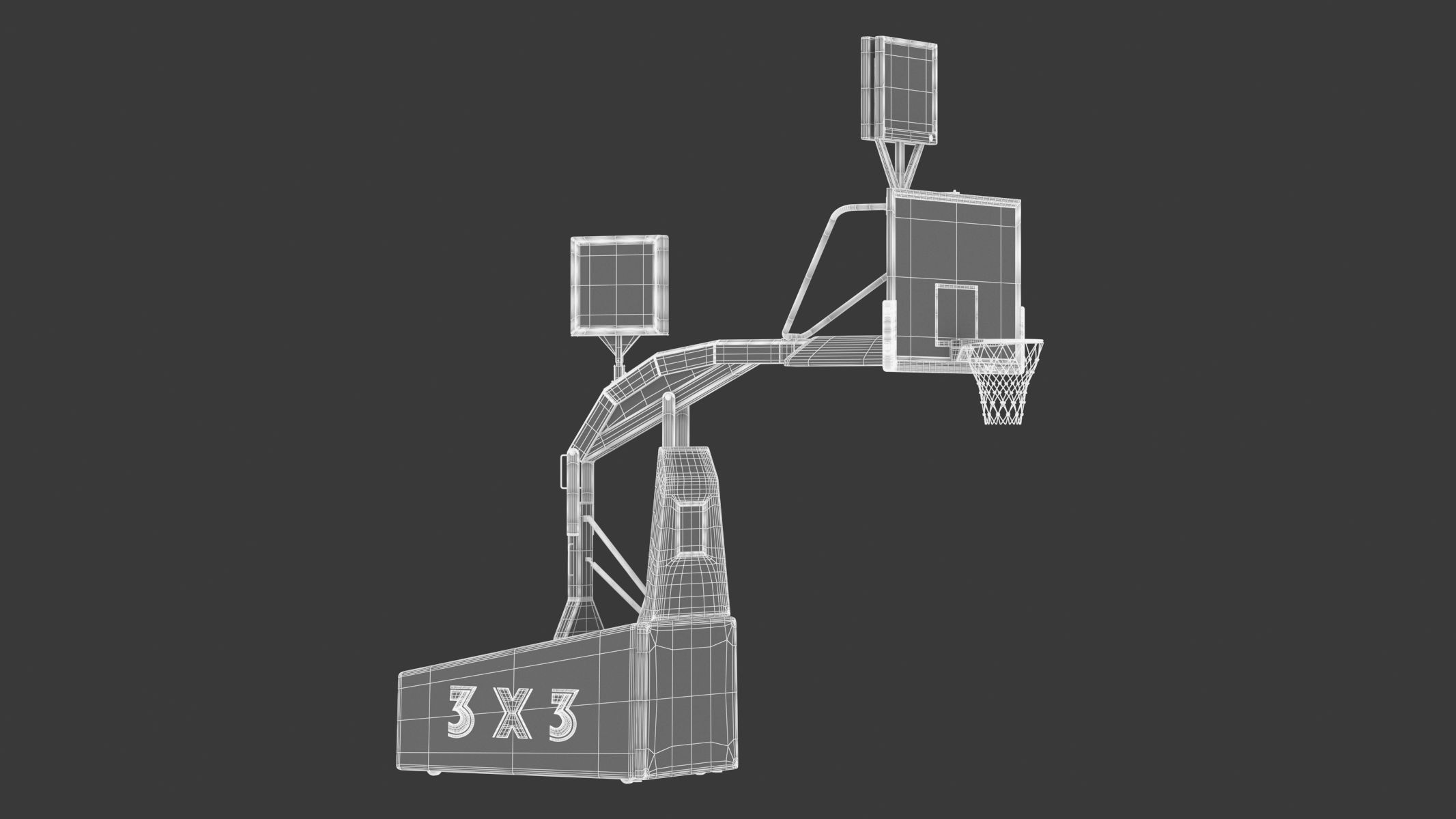 Portable Basketball Hoop System with Timer Blue Paint 3D model_2