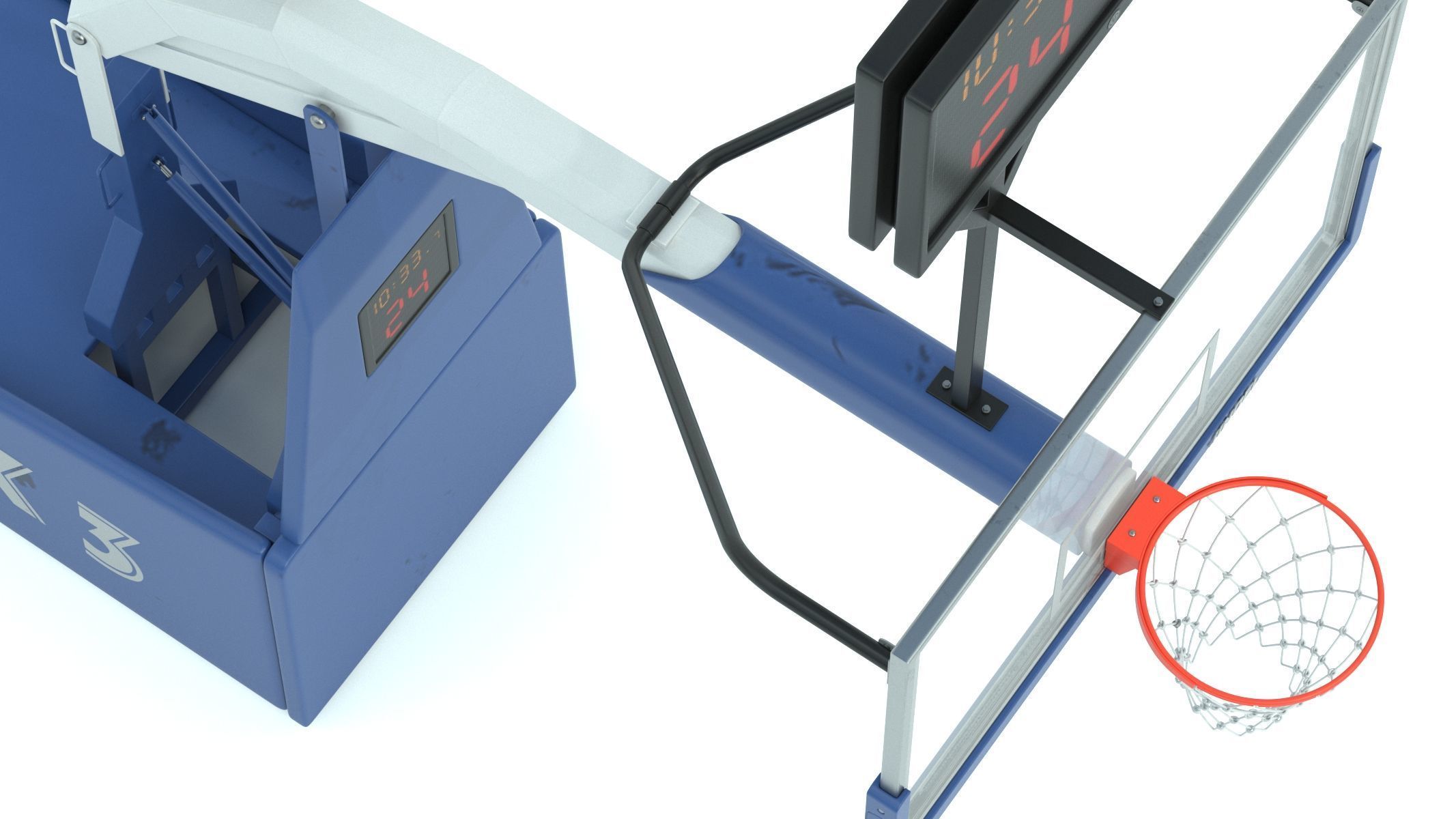 Portable Basketball Hoop System with Timer Blue Paint 3D model_13