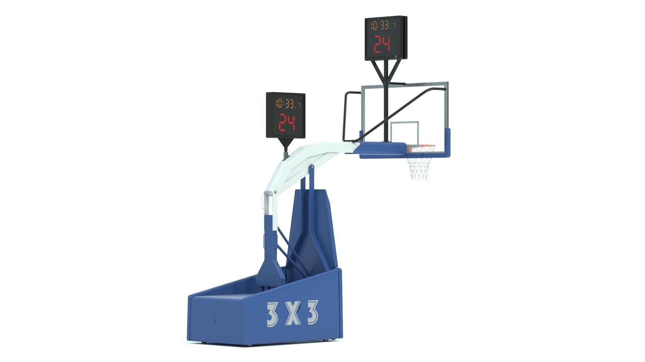 Portable Basketball Hoop System with Timer Blue Paint 3D model_3