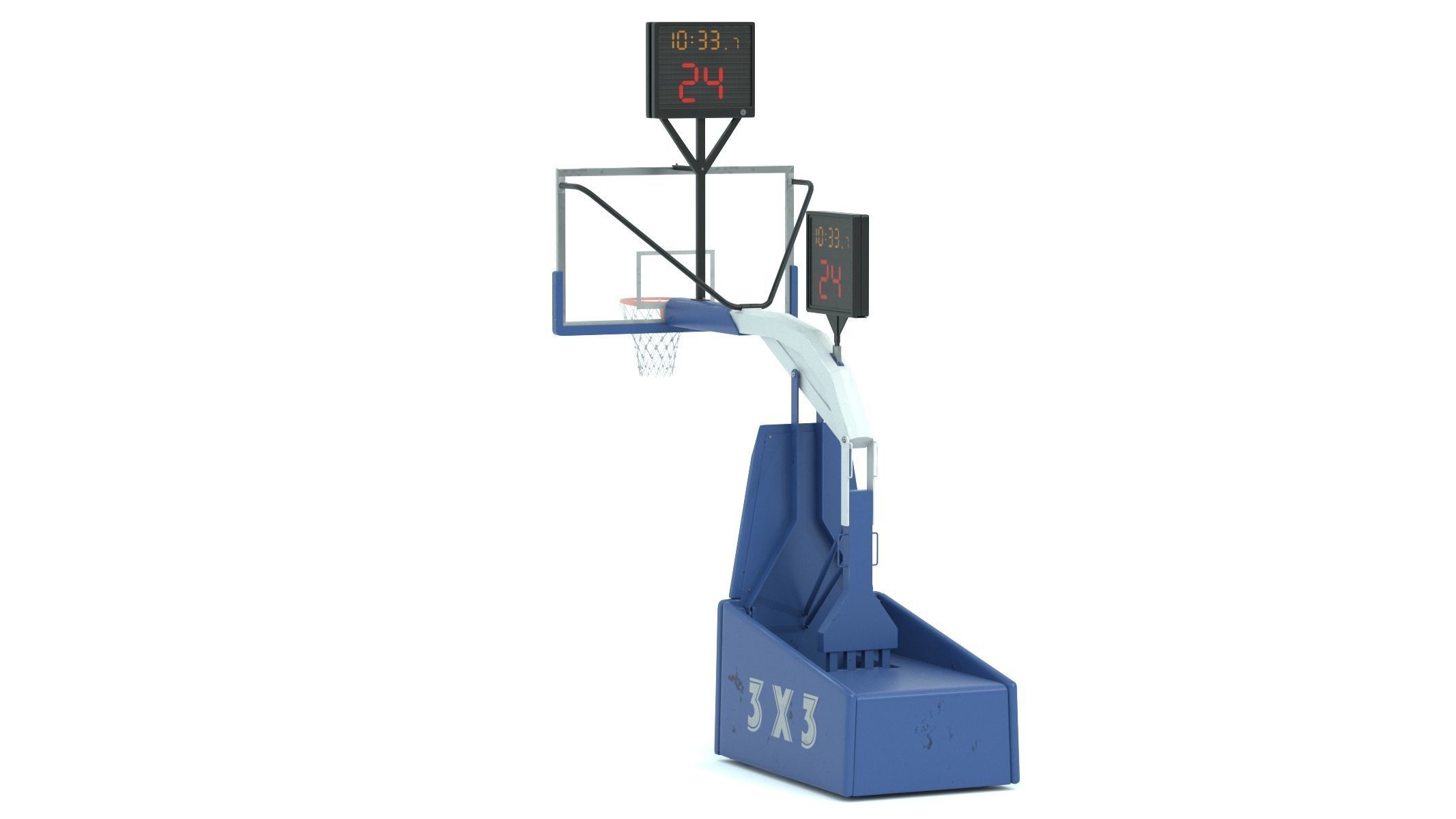 Portable Basketball Hoop System with Timer Blue Paint 3D model_10