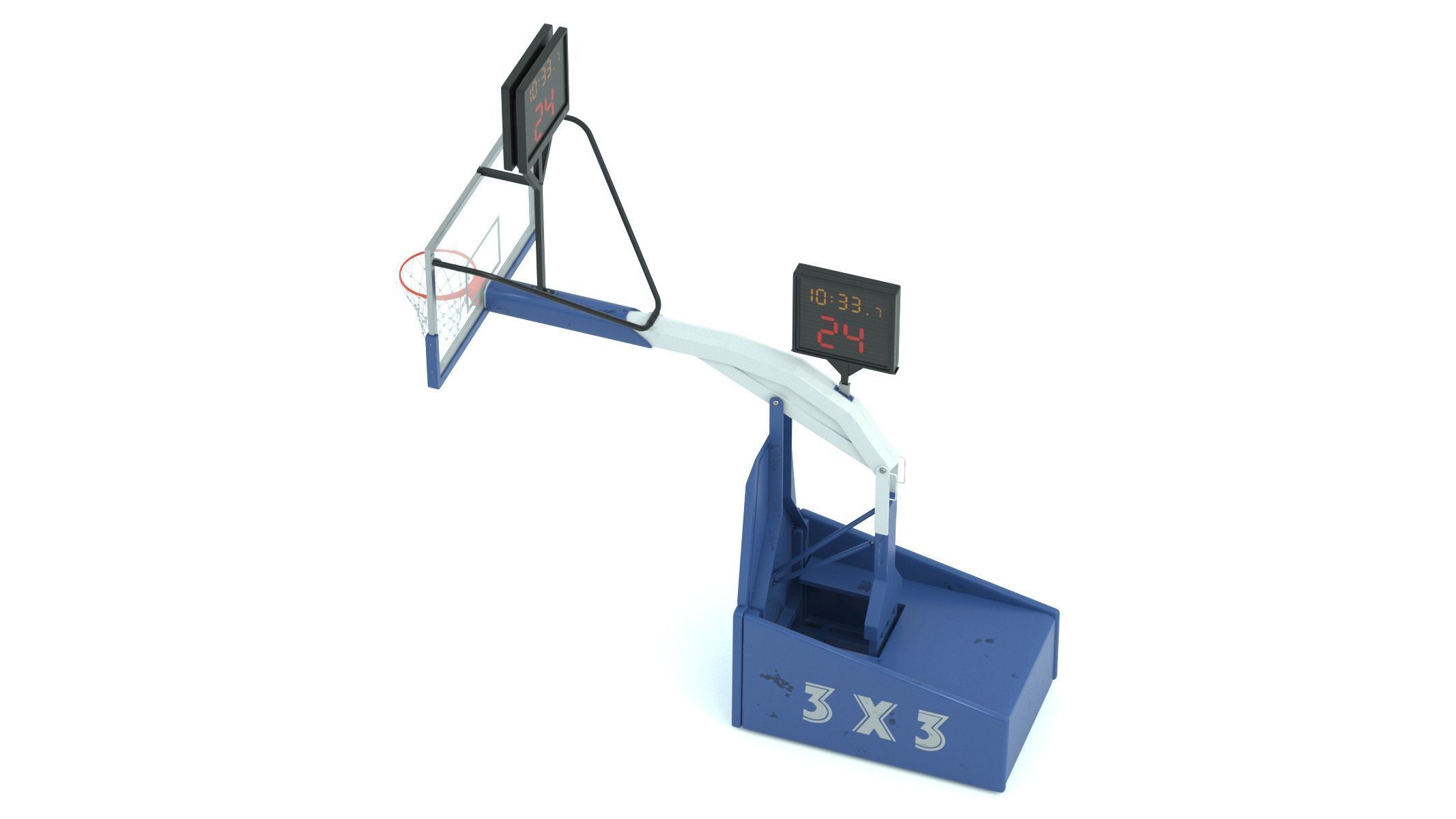 Portable Basketball Hoop System with Timer Blue Paint 3D model_5