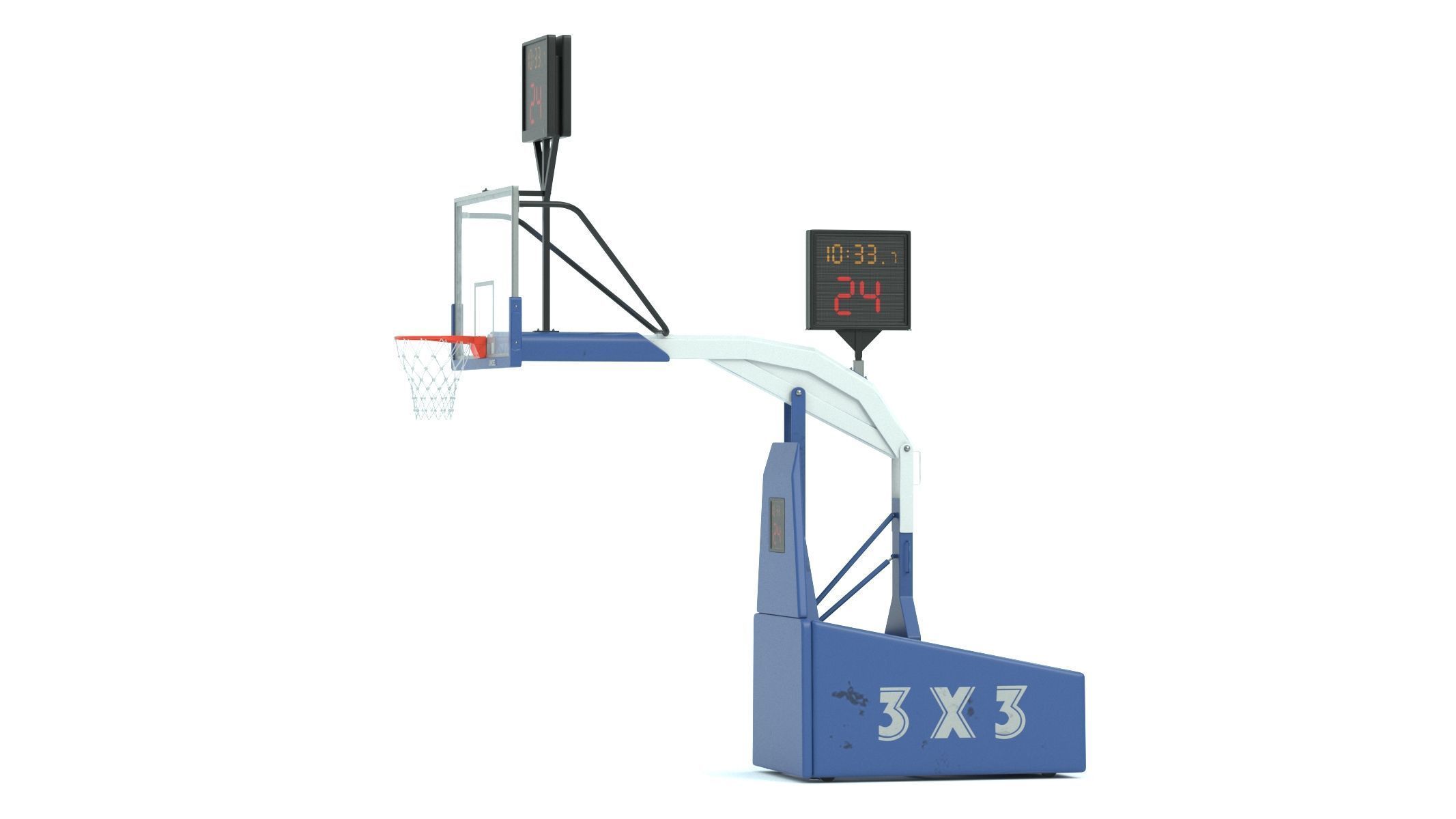 Portable Basketball Hoop System with Timer Blue Paint 3D model_4