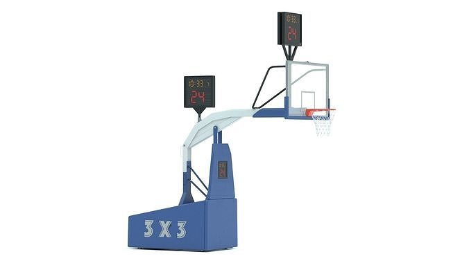 Portable Basketball Hoop System with Timer Blue Paint 3D model