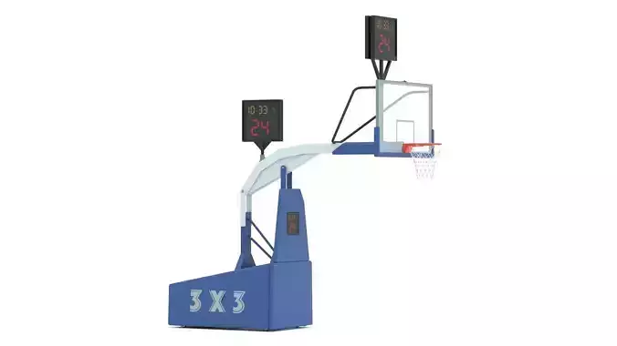 Portable Basketball Hoop System with Timer Blue Paint 3D model