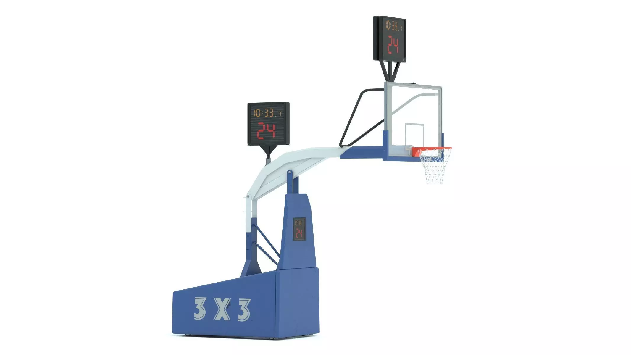 Portable Basketball Hoop System with Timer Blue Paint 3D model_0
