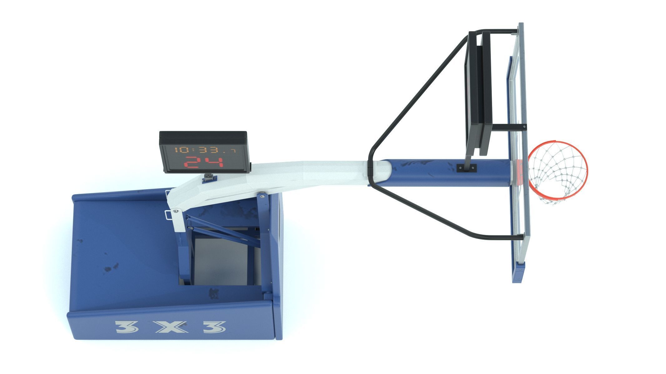 Portable Basketball Hoop System with Timer Blue Paint 3D model_12
