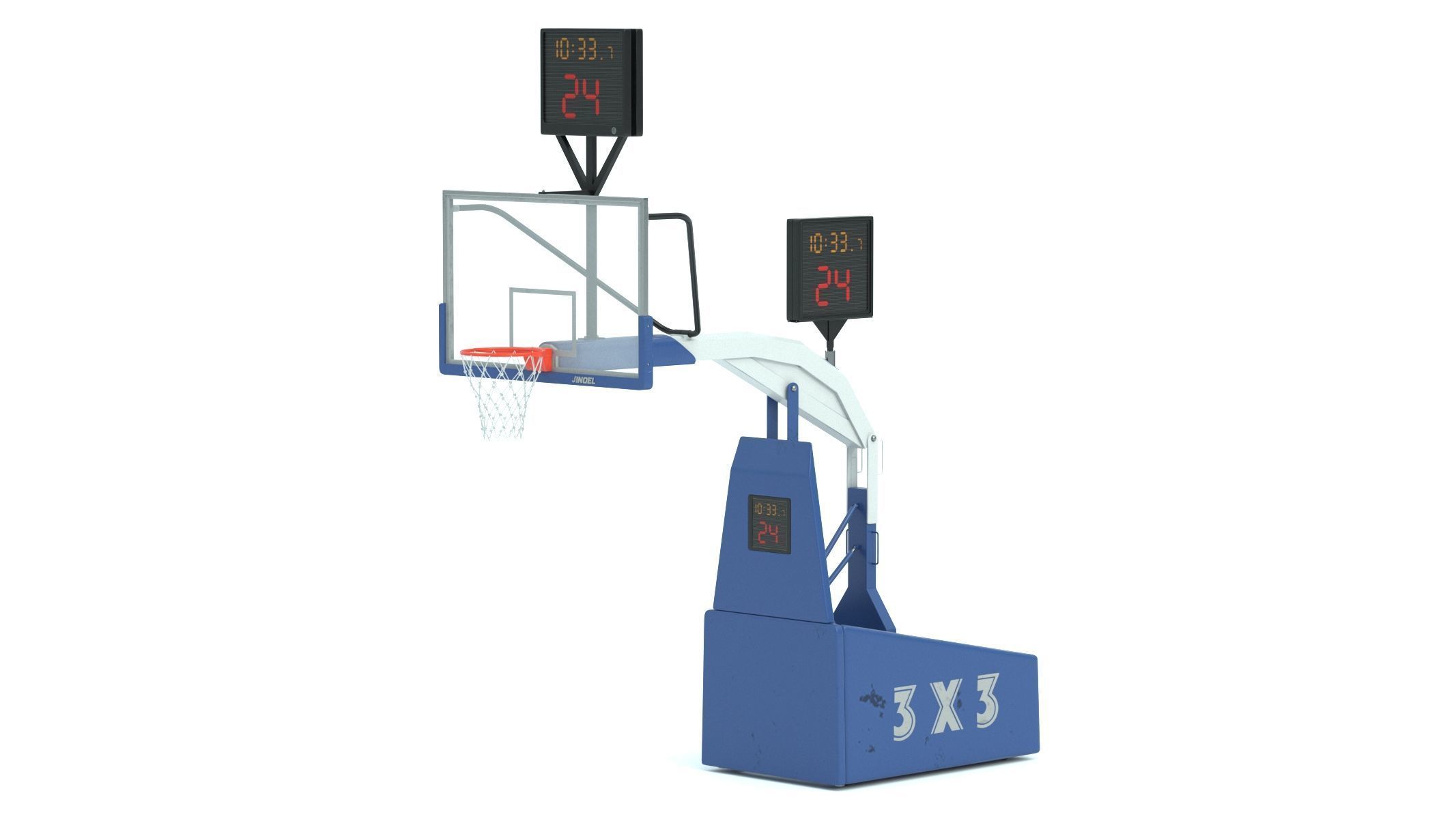 Portable Basketball Hoop System with Timer Blue Paint 3D model_11