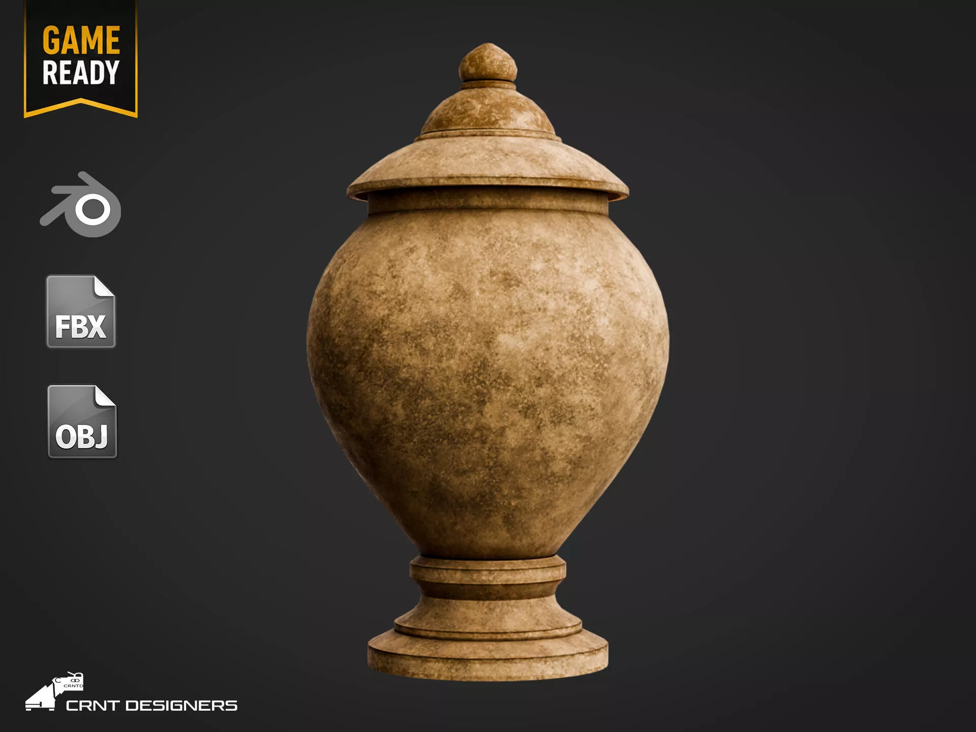 Ancient Stone Jar - Game Ready - UE4 And UE5 Optimized Low-poly 3D model