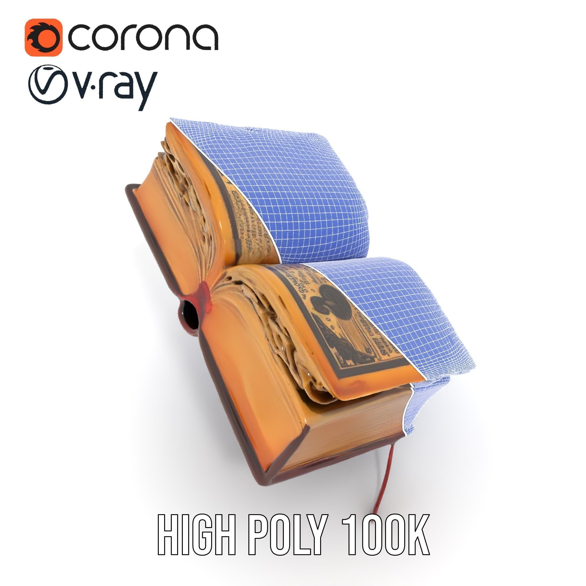 Open Antique Book Model Pack  Realistic and Detailed Low-poly 3D model_34