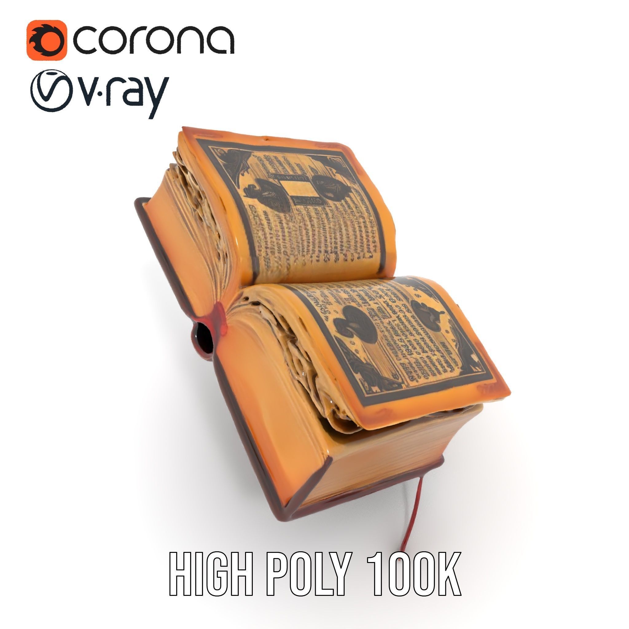 Open Antique Book Model Pack  Realistic and Detailed Low-poly 3D model_18