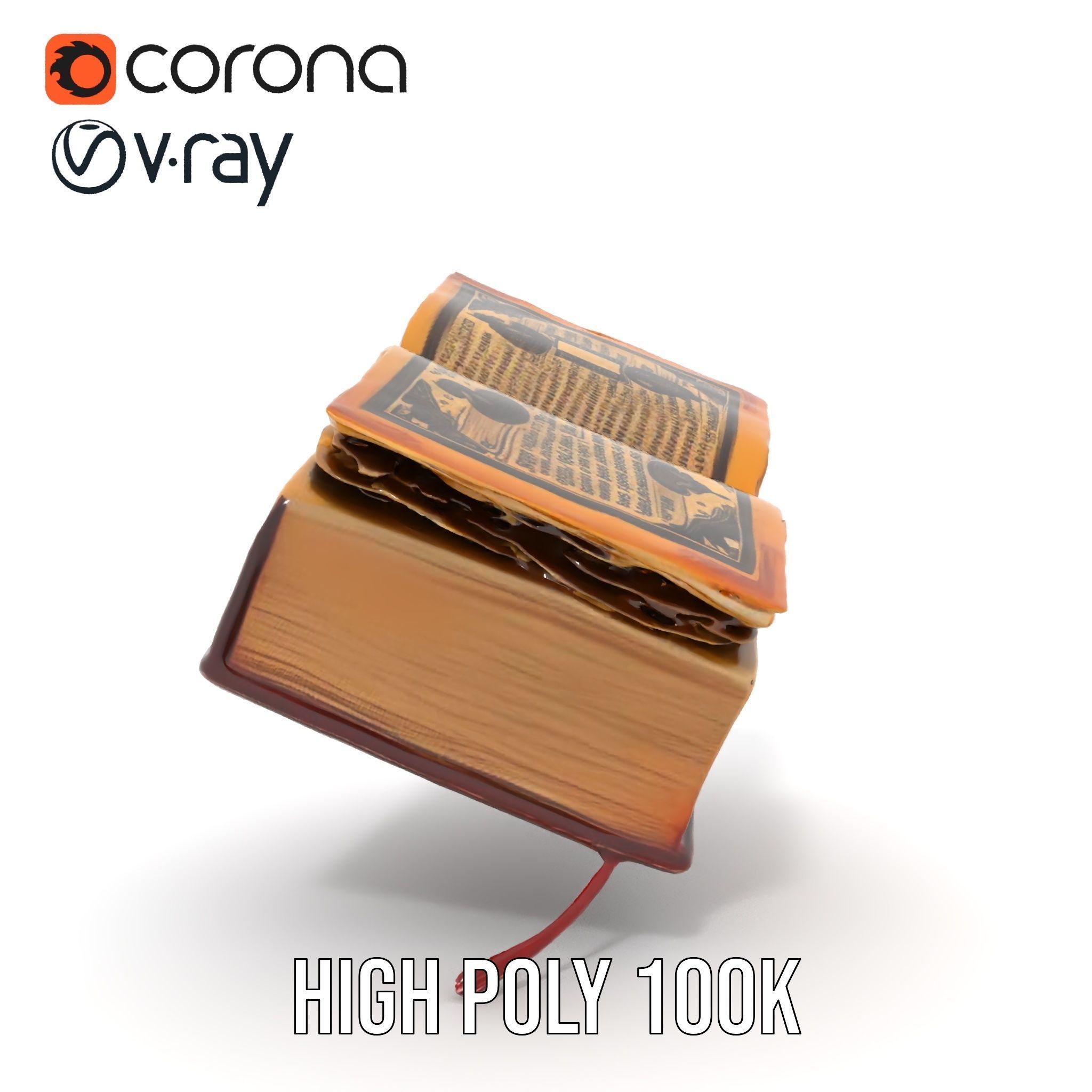 Open Antique Book Model Pack  Realistic and Detailed Low-poly 3D model_21