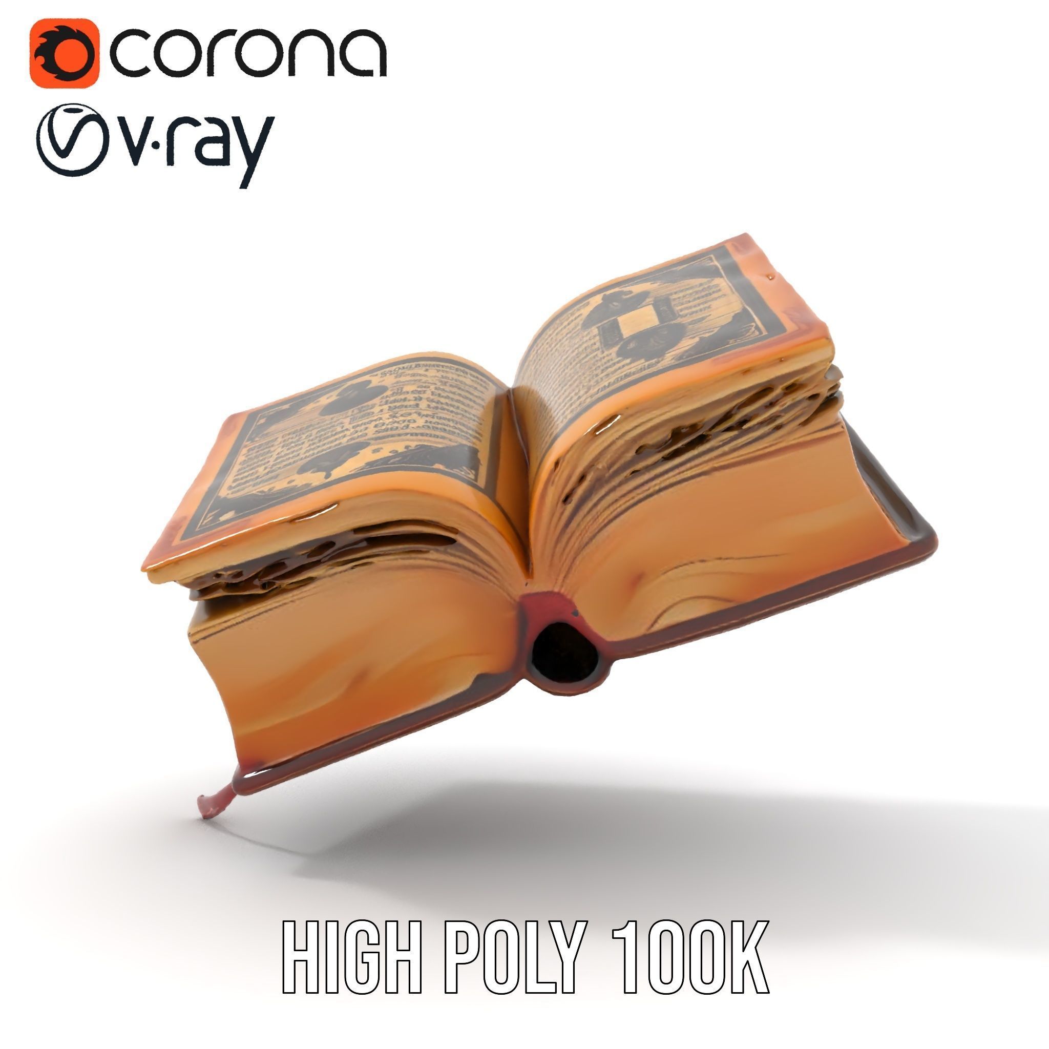 Open Antique Book Model Pack  Realistic and Detailed Low-poly 3D model_15