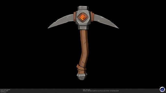 Stylized Miners Pickaxe 3D Model - AI Low-poly 3D model